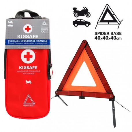 TRIANGOLO EMERGENZA Segnaletico Base Ragno Auto Moto Scooter Omologato KIKSAFE